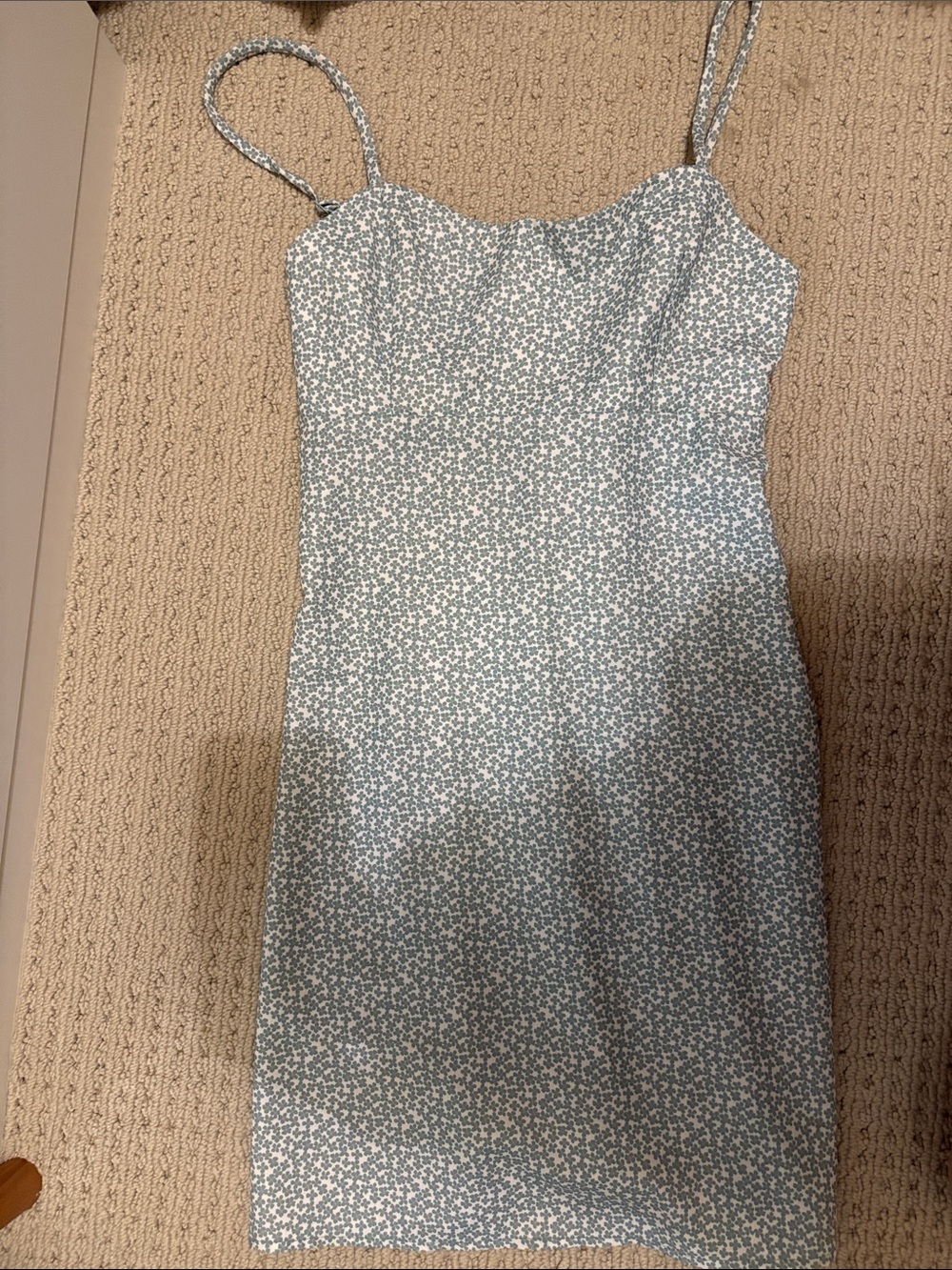 ALTARD STATE Spaghetti Strap Floral Slip Dress in Light Blue